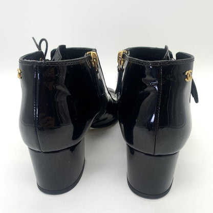 CHANEL Short Boots Shoes Cocomark EU 37 US 7 Black Authentic