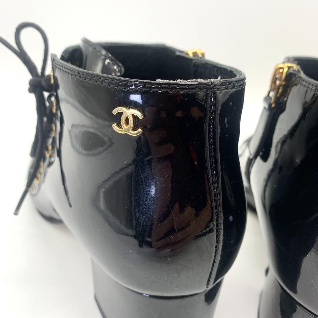 CHANEL Short Boots Shoes Cocomark EU 37 US 7 Black Authentic