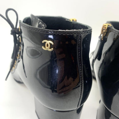 CHANEL Short Boots Shoes Cocomark EU 37 US 7 Black Authentic