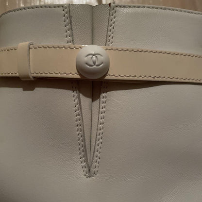 CHANEL Short Boots Shoes Cocomark EU 36.5 US 6.5 White Authentic