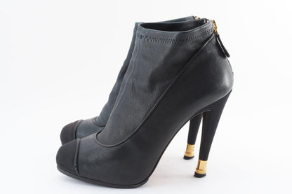 CHANEL Short Boots Shoes Cocomark EU 36 US 6 Black Authentic