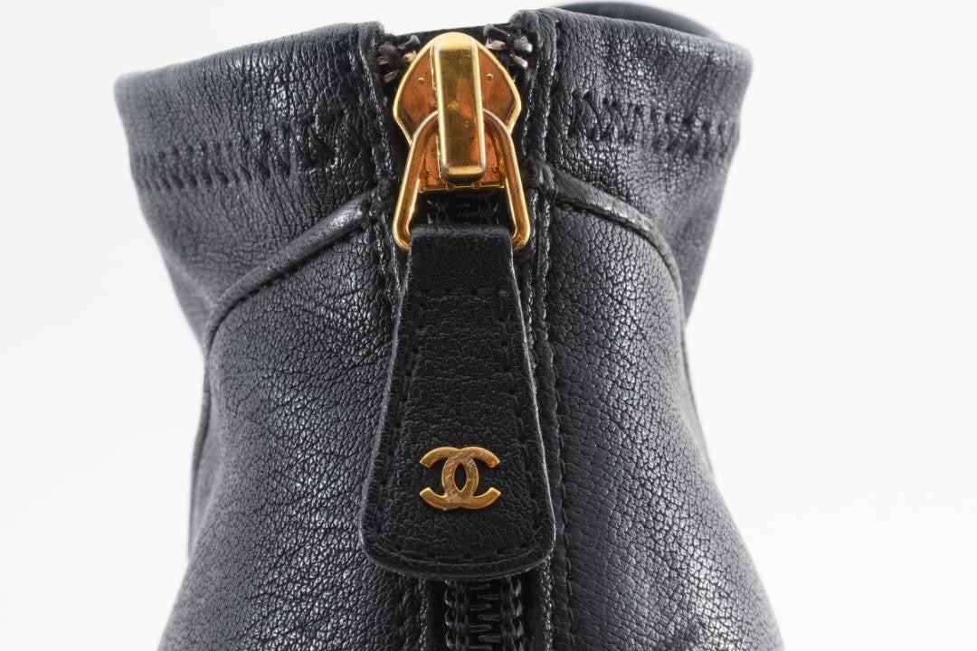 CHANEL Short Boots Shoes Cocomark EU 36 US 6 Black Authentic