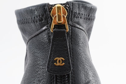 CHANEL Short Boots Shoes Cocomark EU 36 US 6 Black Authentic