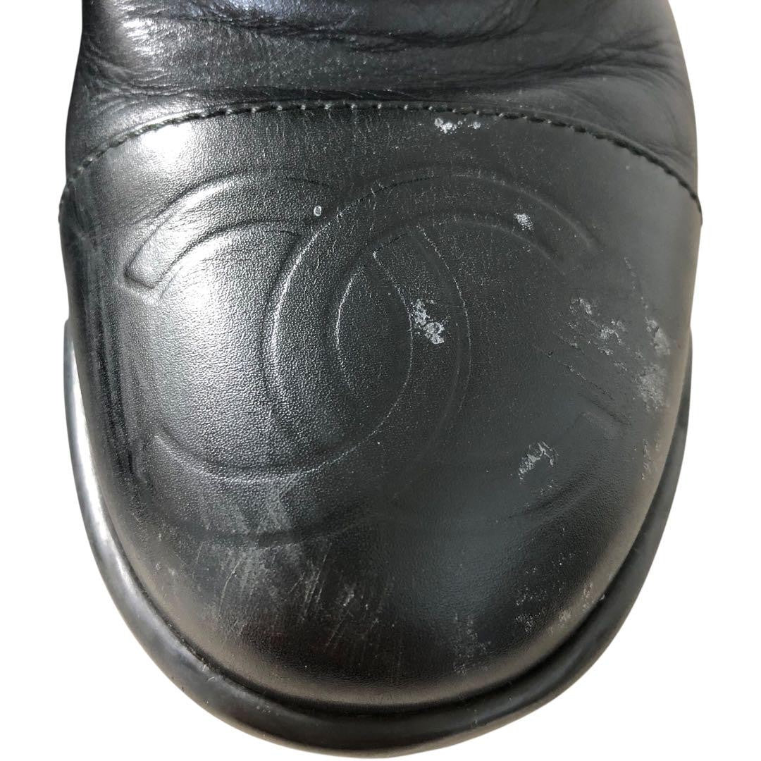 CHANEL Boots Shoes Cocomark EU 35 US 5 Leather Black Authentic