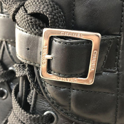 CHANEL Boots Shoes Cocomark EU 35 US 5 Leather Black Authentic