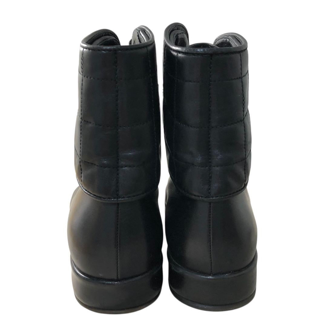 CHANEL Boots Shoes Cocomark EU 35 US 5 Leather Black Authentic