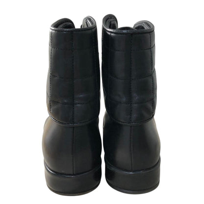 CHANEL Boots Shoes Cocomark EU 35 US 5 Leather Black Authentic