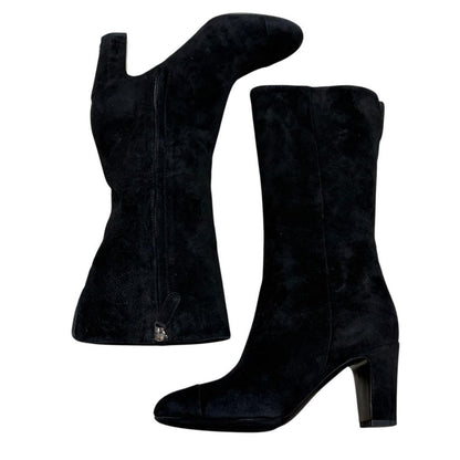 CHANEL Boots Shoes EU 35.5 US 5.5 Suede Black Authentic