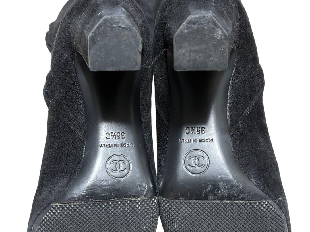 CHANEL Boots Shoes EU 35.5 US 5.5 Suede Black Authentic