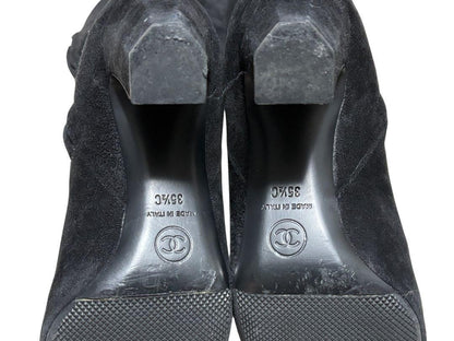 CHANEL Boots Shoes EU 35.5 US 5.5 Suede Black Authentic