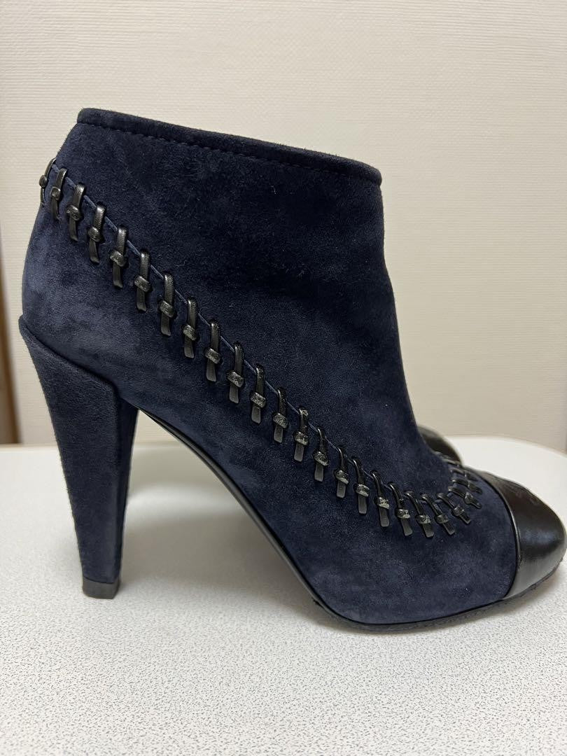 CHANEL Short Boots Shoes Cocomark EU 36.5 US 6.5 Suede Authentic