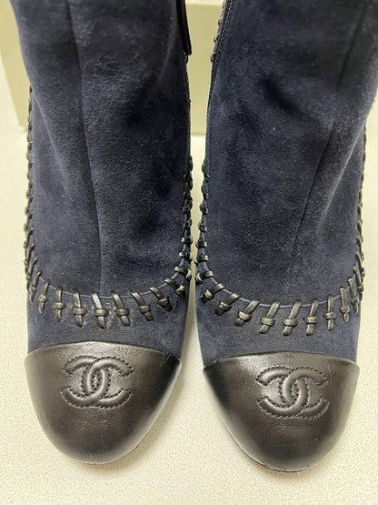 CHANEL Short Boots Shoes Cocomark EU 36.5 US 6.5 Suede Authentic