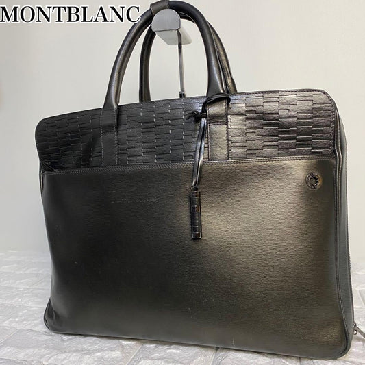Montblanc Business Bag Briefcase Leather Dark Gray Authentic