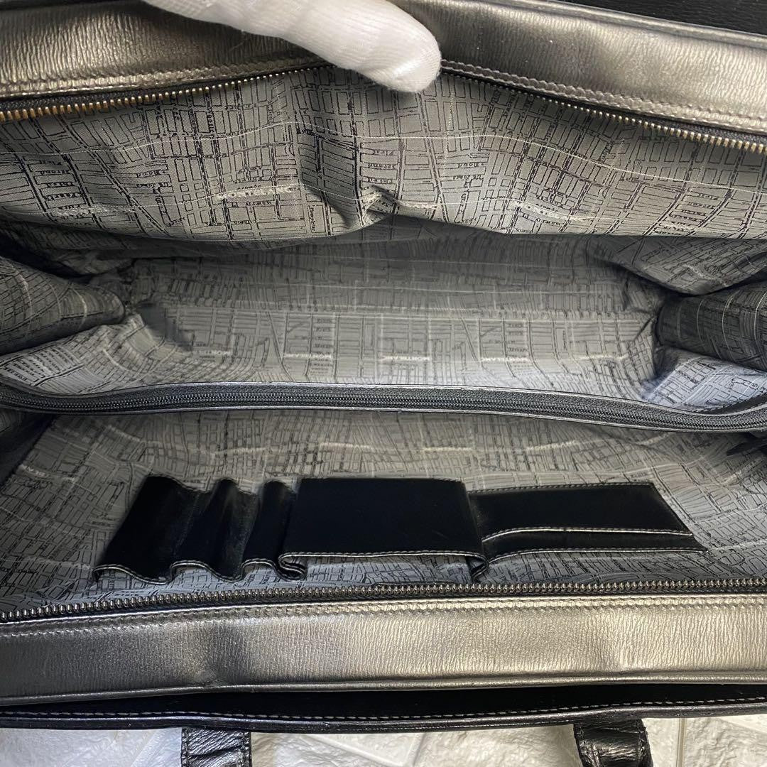 Montblanc Business Bag Briefcase Leather Dark Gray Authentic