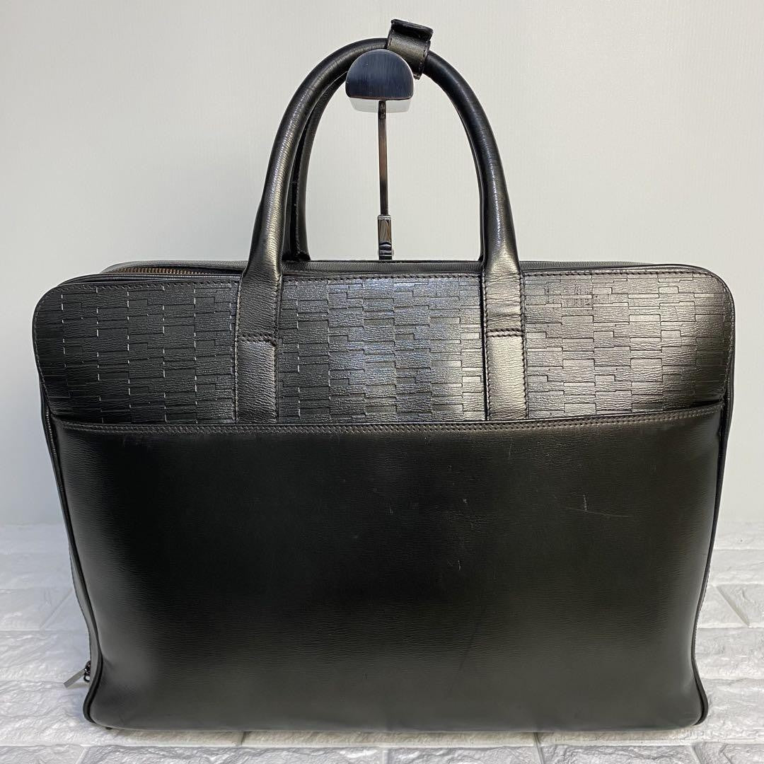 Montblanc Business Bag Briefcase Leather Dark Gray Authentic