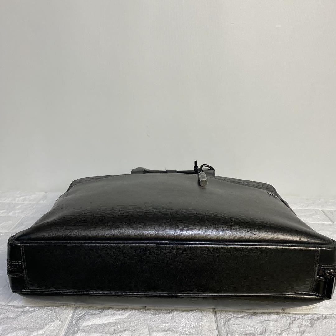 Montblanc Business Bag Briefcase Leather Dark Gray Authentic
