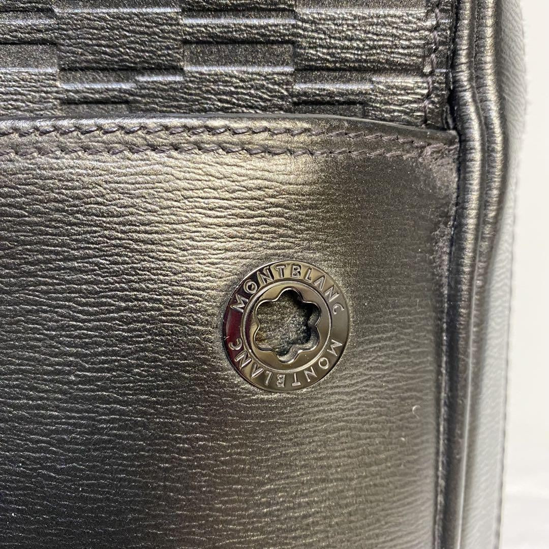 Montblanc Business Bag Briefcase Leather Dark Gray Authentic