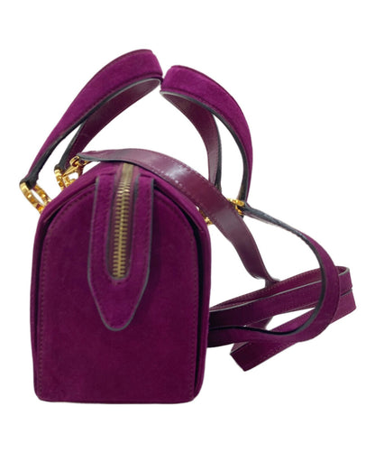 Salvatore Ferragamo Hand Bag Tote Purse 2way Gancini Suede Purple Authentic