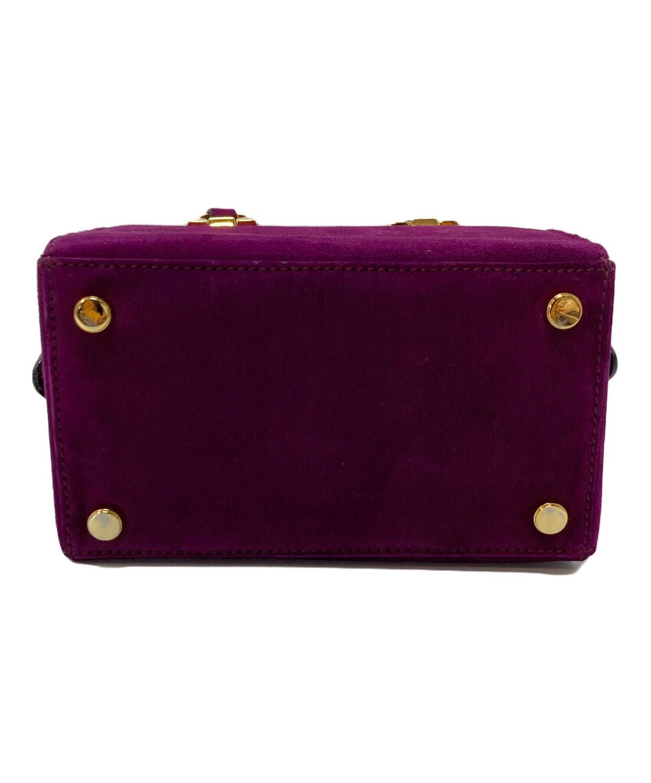 Salvatore Ferragamo Hand Bag Tote Purse 2way Gancini Suede Purple Authentic