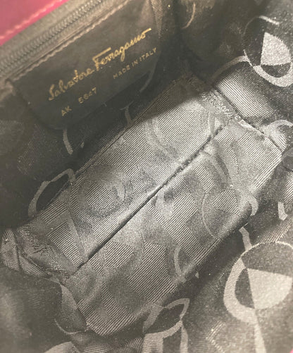 Salvatore Ferragamo Hand Bag Tote Purse 2way Gancini Suede Purple Authentic