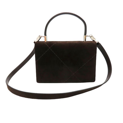 Salvatore Ferragamo Hand Shoulder Bag Tote Purse 2way Suede Brown Authentic
