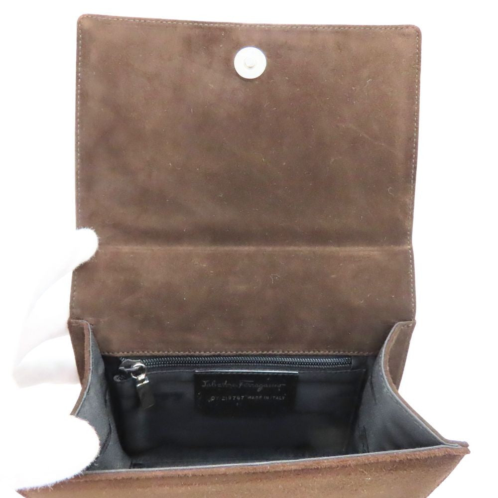 Salvatore Ferragamo Hand Shoulder Bag Tote Purse 2way Suede Brown Authentic