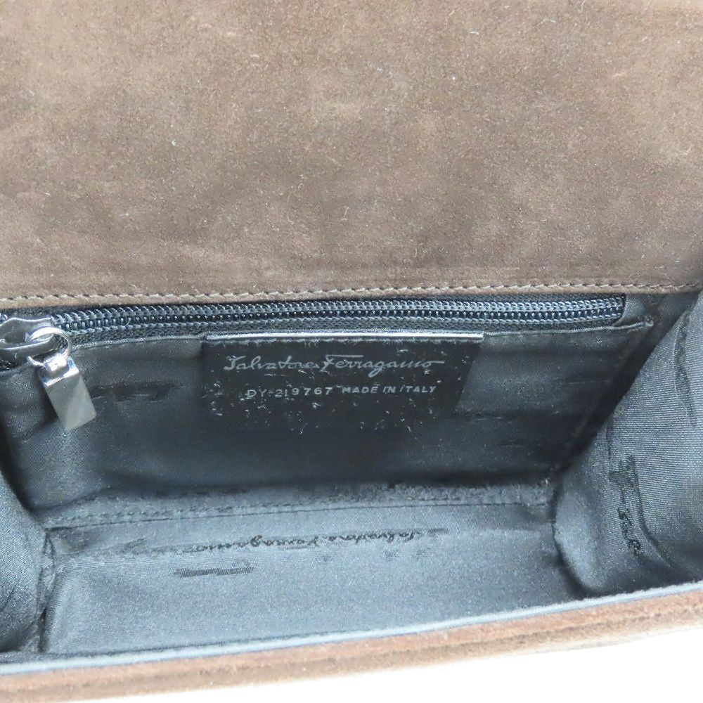 Salvatore Ferragamo Hand Shoulder Bag Tote Purse 2way Suede Brown Authentic