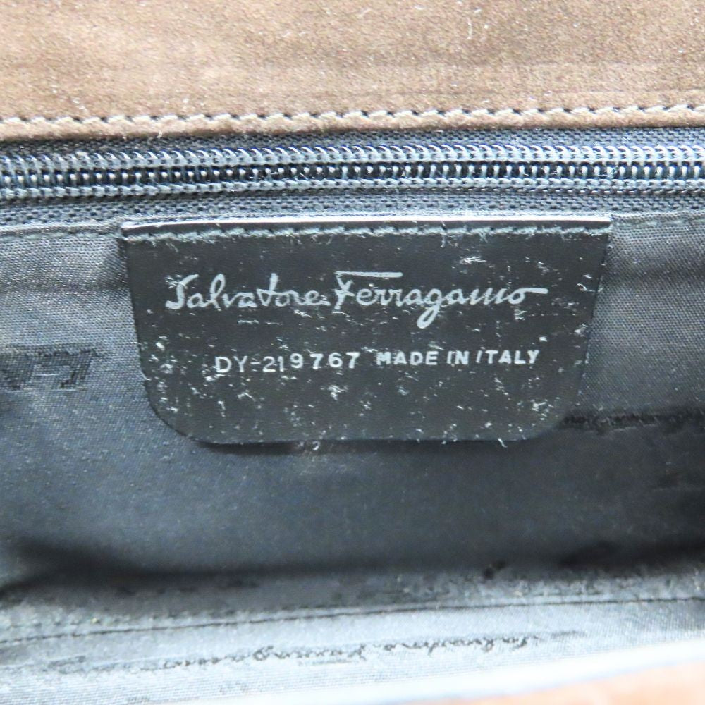 Salvatore Ferragamo Hand Shoulder Bag Tote Purse 2way Suede Brown Authentic