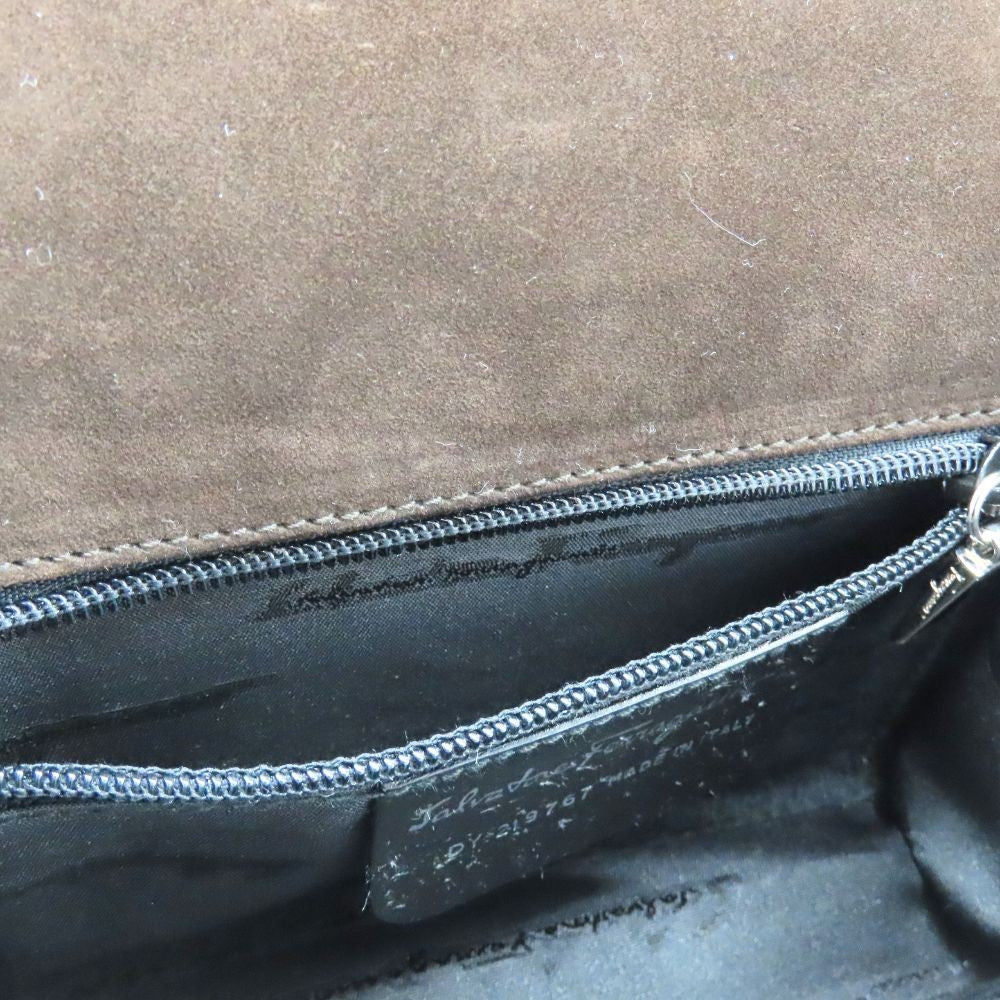 Salvatore Ferragamo Hand Shoulder Bag Tote Purse 2way Suede Brown Authentic