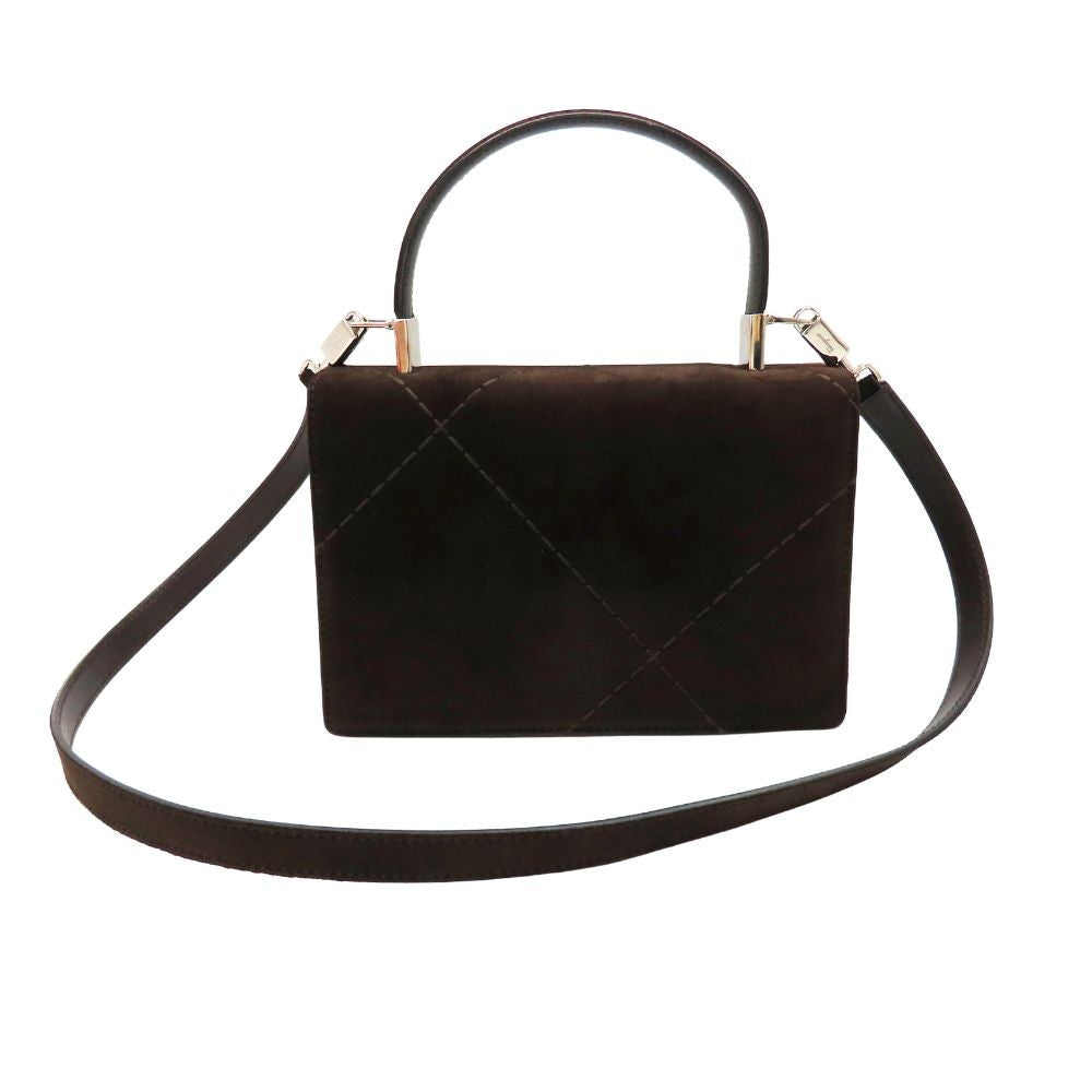 Salvatore Ferragamo Hand Shoulder Bag Tote Purse 2way Suede Brown Authentic