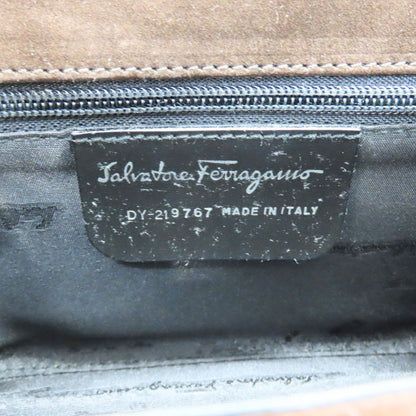 Salvatore Ferragamo Hand Shoulder Bag Tote Purse 2way Suede Brown Authentic