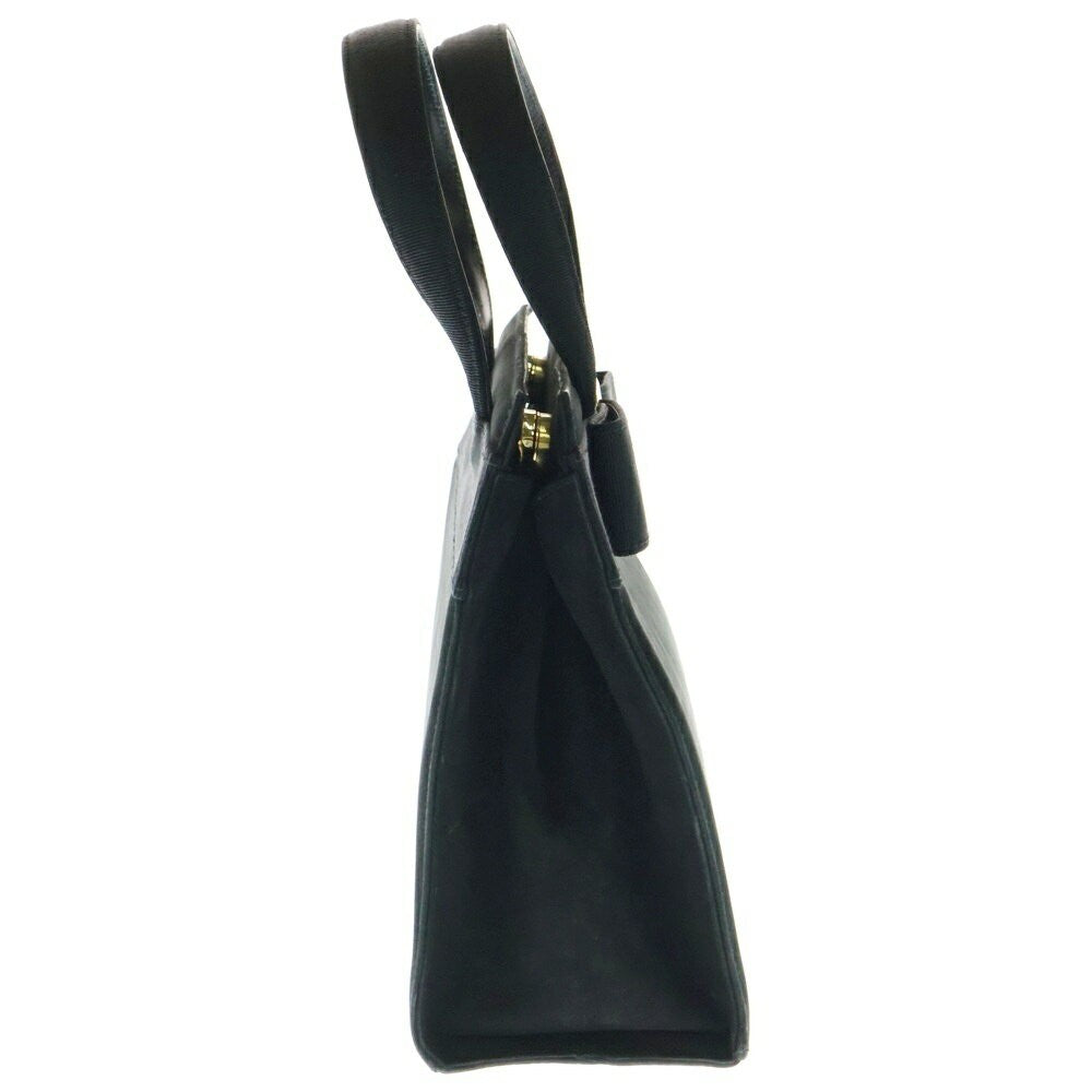 Salvatore Ferragamo Hand Bag Tote Purse 2way Vara Suede Black Authentic