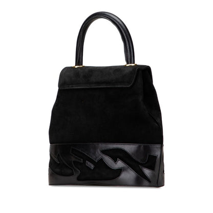Salvatore Ferragamo Hand Bag Tote Purse Suede Black Authentic