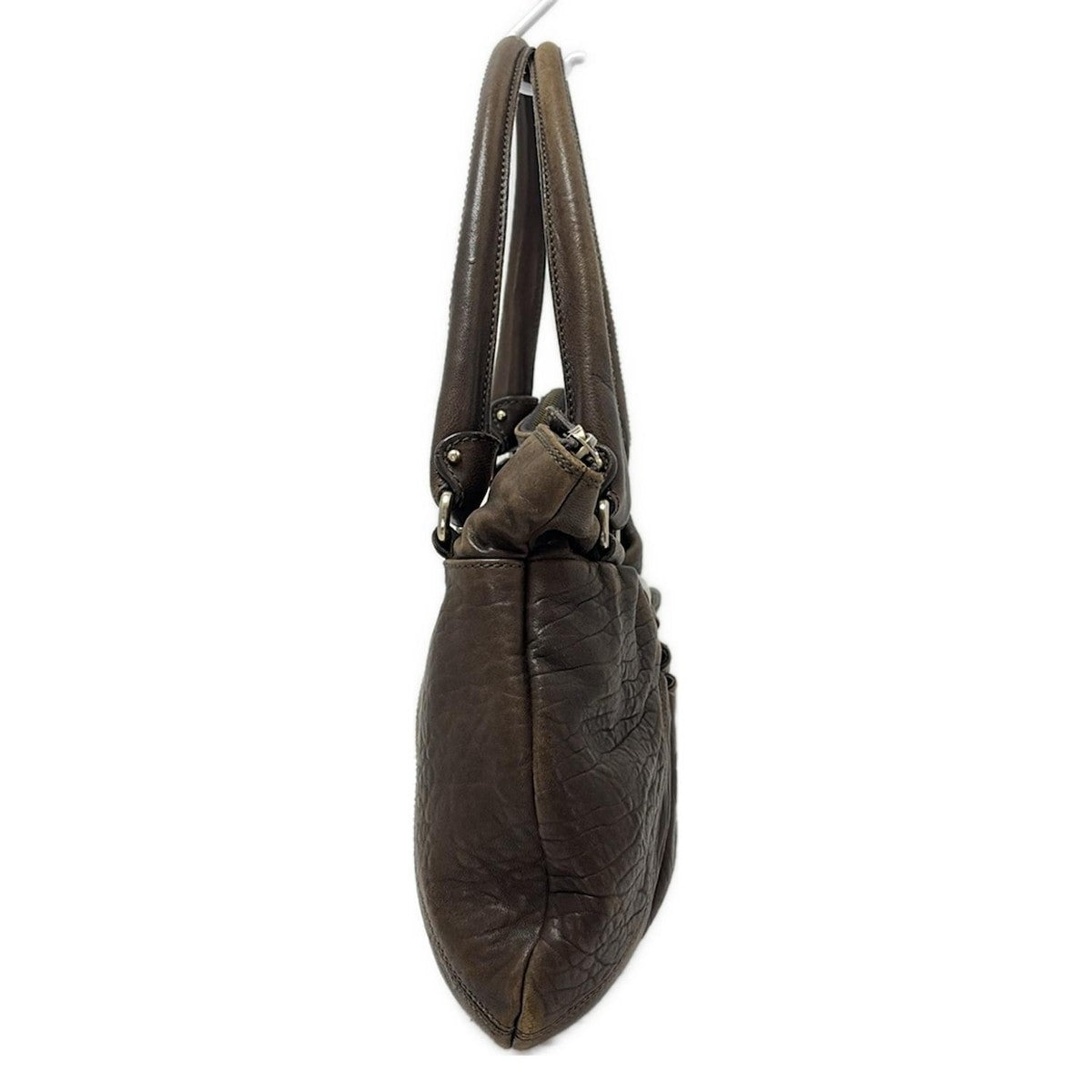 Salvatore Ferragamo Hand Bag Tote Purse Gancini Leather Dark Brown Authentic