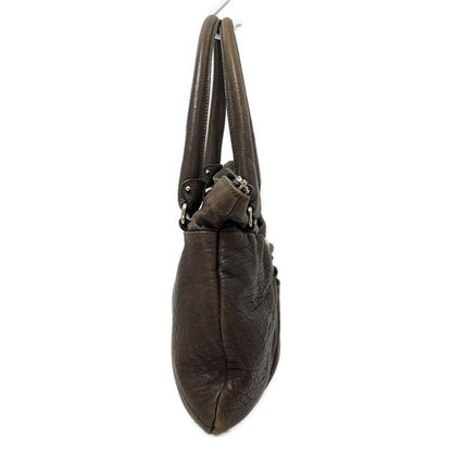 Salvatore Ferragamo Hand Bag Tote Purse Gancini Leather Dark Brown Authentic