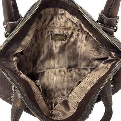 Salvatore Ferragamo Hand Bag Tote Purse Gancini Leather Dark Brown Authentic