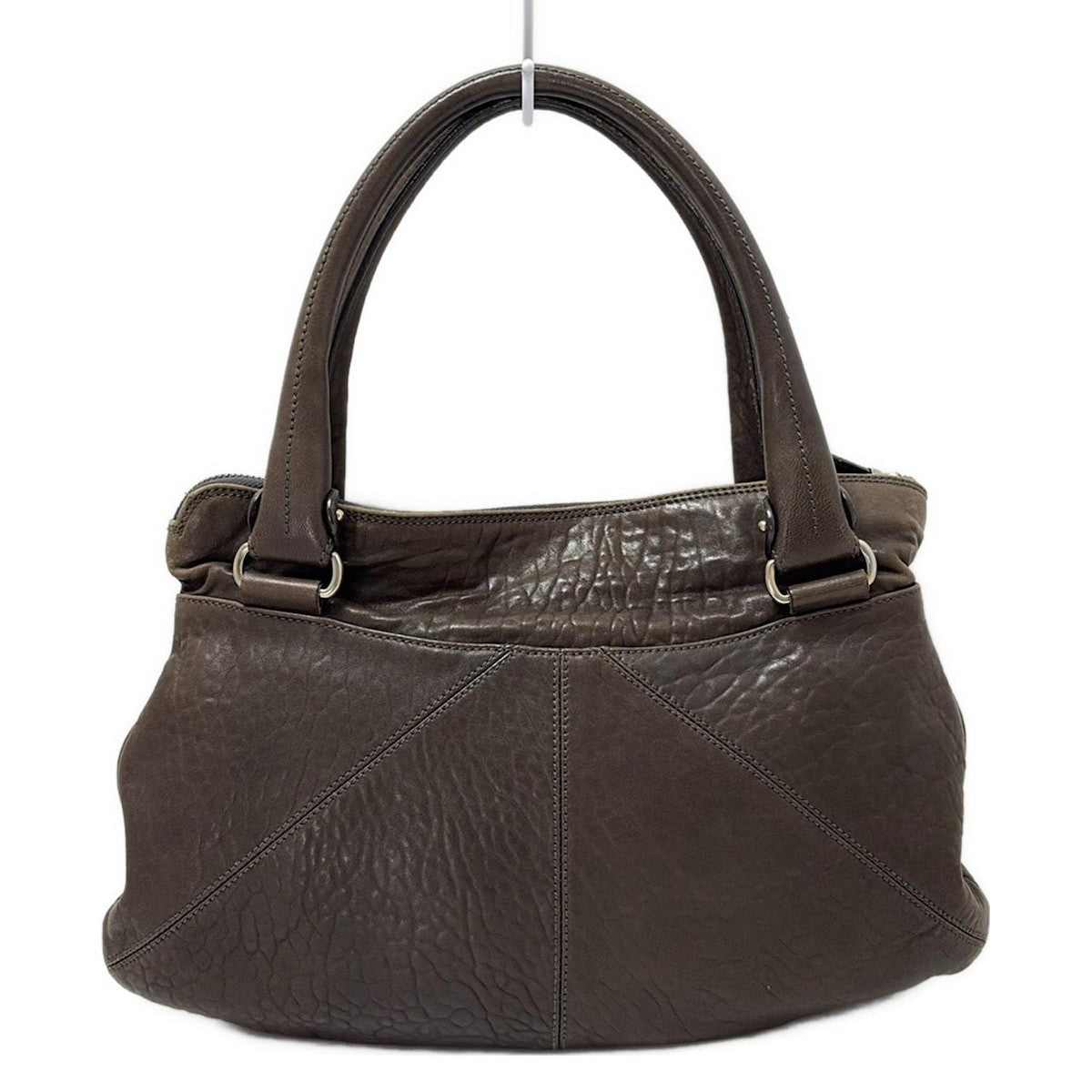 Salvatore Ferragamo Hand Bag Tote Purse Gancini Leather Dark Brown Authentic