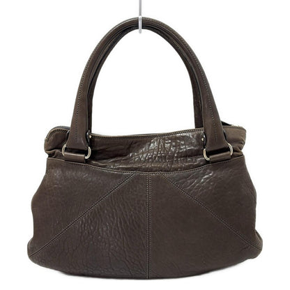 Salvatore Ferragamo Hand Bag Tote Purse Gancini Leather Dark Brown Authentic