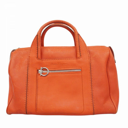 Salvatore Ferragamo Hand Bag Tote Purse Gancini Leather Red Authentic