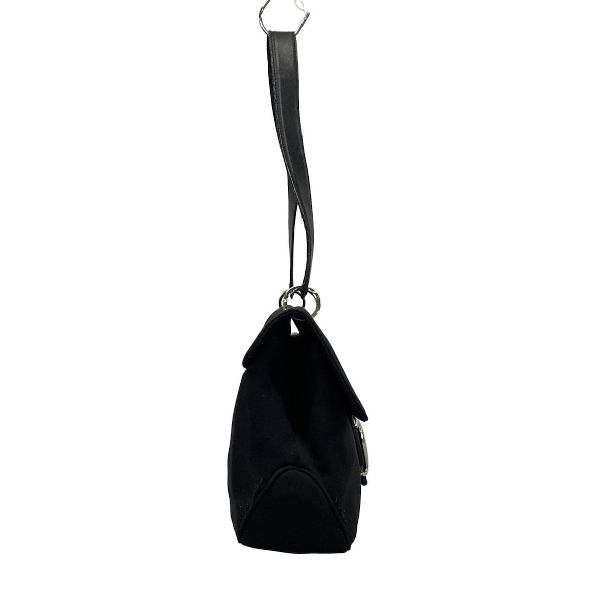 Salvatore Ferragamo Shoulder Bag Purse Vara Cotton Leather Black Authentic