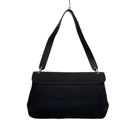 Salvatore Ferragamo Shoulder Bag Purse Vara Cotton Leather Black Authentic