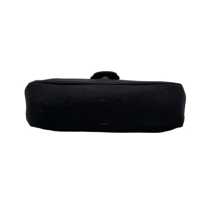 Salvatore Ferragamo Shoulder Bag Purse Vara Cotton Leather Black Authentic