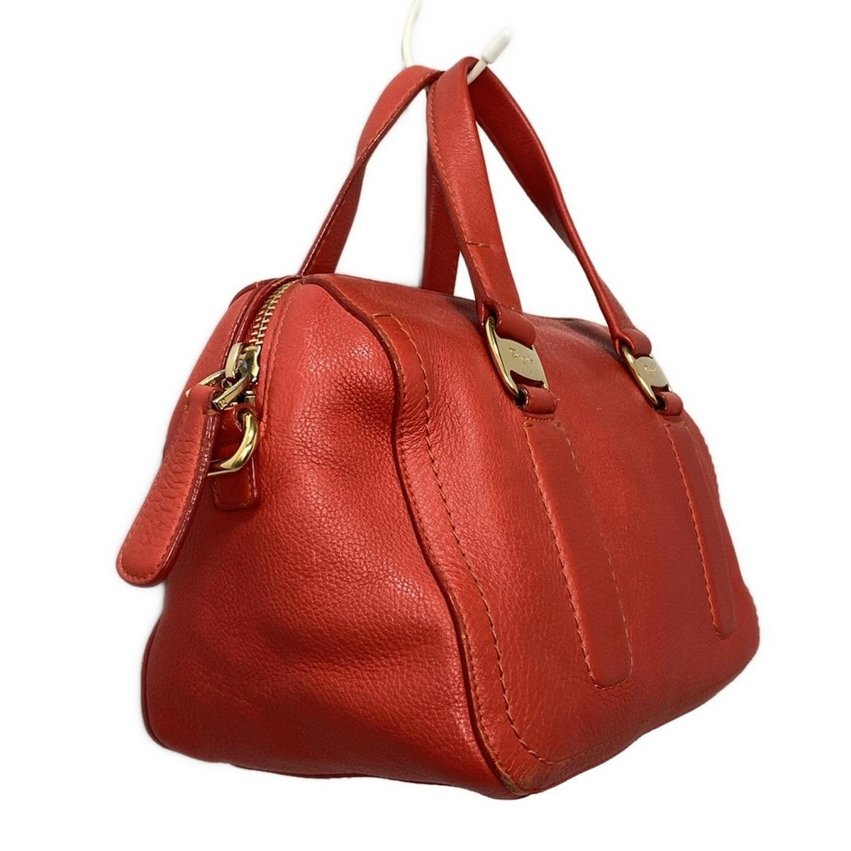 Salvatore Ferragamo Hand Bag Tote Purse Vara Leather Red Authentic