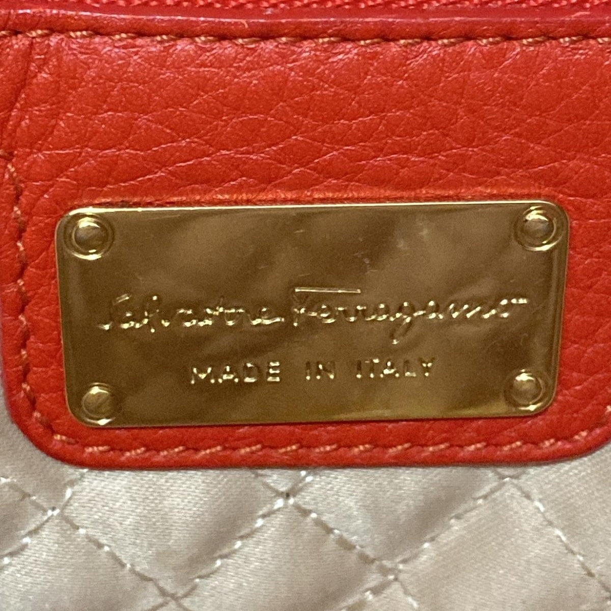 Salvatore Ferragamo Hand Bag Tote Purse Vara Leather Red Authentic