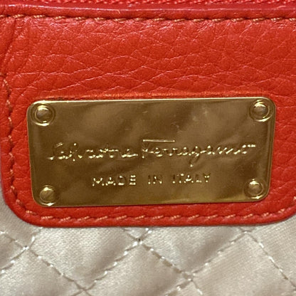 Salvatore Ferragamo Hand Bag Tote Purse Vara Leather Red Authentic