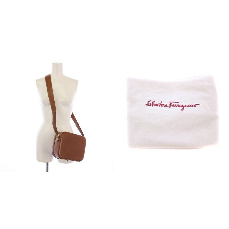 Salvatore Ferragamo Shoulder Bag Purse Leather Brown Authentic