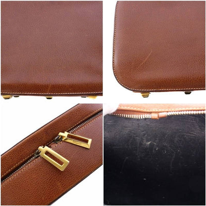Salvatore Ferragamo Shoulder Bag Purse Leather Brown Authentic
