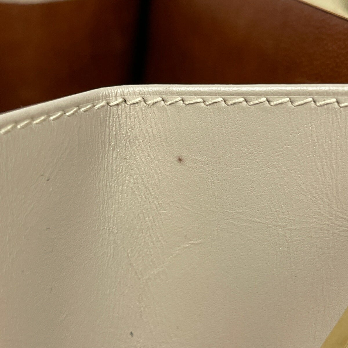 Salvatore Ferragamo Shoulder Bag Purse Vara Ribbon Leather Beige Authentic