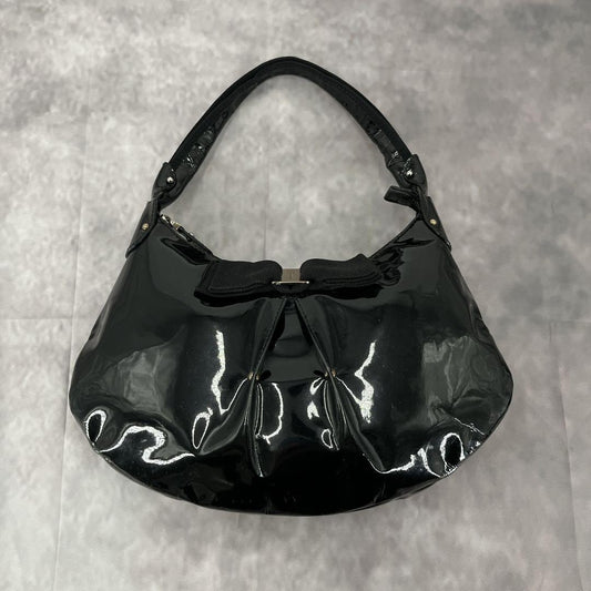 Salvatore Ferragamo Hand Shoulder Bag Tote Purse Vara Patent Leather Black Auth