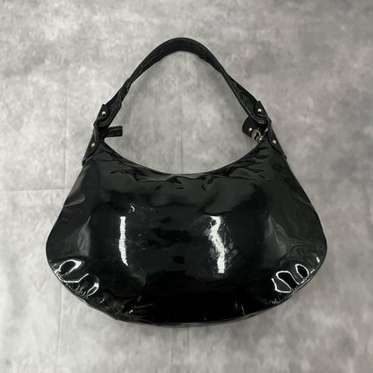 Salvatore Ferragamo Hand Shoulder Bag Tote Purse Vara Patent Leather Black Auth